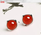S925 Silver Inlaid Agate Earrings