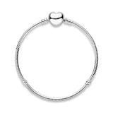 925 Sterling Silver Heart Clasp Snake Chain Bracelet