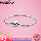 925 Sterling Silver Heart Clasp Snake Chain Bracelet