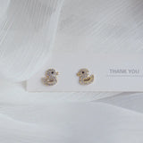 Duck Stud Earrings Zircon 14K Plated Women Jewelry
