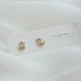Duck Stud Earrings Zircon 14K Plated Women Jewelry
