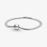 Heart-Shaped Snake Chain 925 Sterling Silver Bracelet