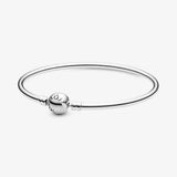 Heart-Shaped Snake Chain 925 Sterling Silver Bracelet