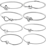 Heart-Shaped Snake Chain 925 Sterling Silver Bracelet