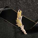 Cubic Zircon Wheat Ear Bridal Brooch Pin