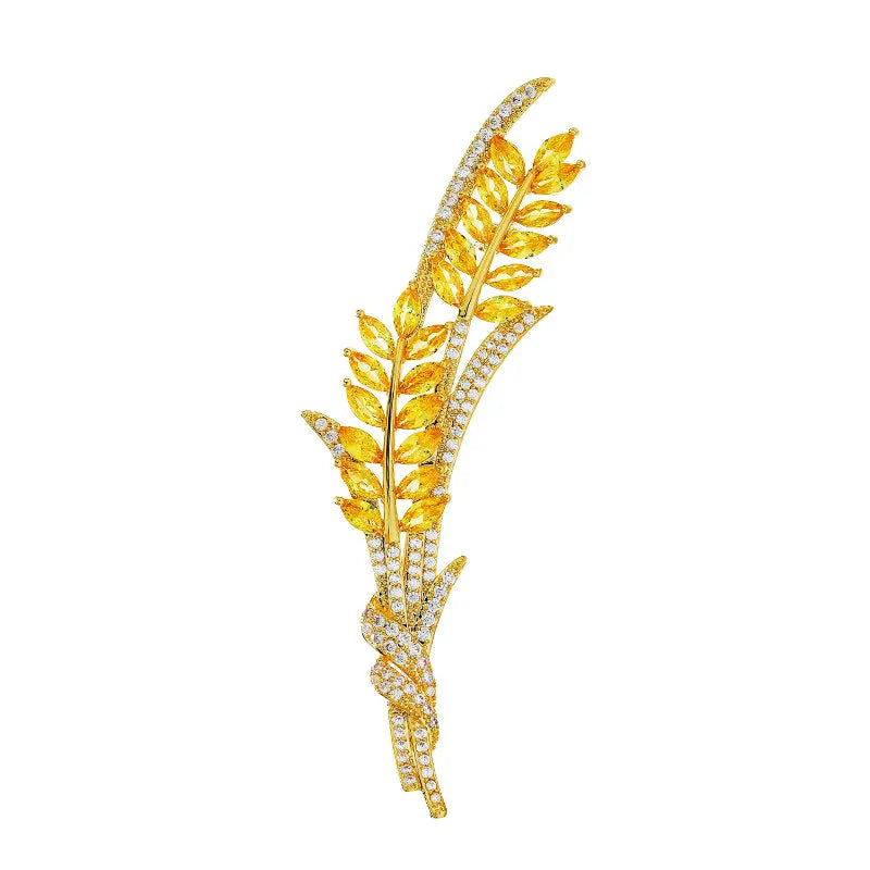 Cubic Zircon Wheat Ear Bridal Brooch Pin