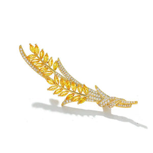 Cubic Zircon Wheat Ear Bridal Brooch Pin