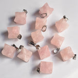 Natural Stone Roses Quartz Melkaba Hexagram Pendant 12pcs/lot
