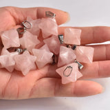 Natural Stone Roses Quartz Melkaba Hexagram Pendant 12pcs/lot