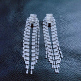 Large Crystal Zircon Pendant Earrings Wedding Jewelry
