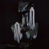 Large Crystal Zircon Pendant Earrings Wedding Jewelry