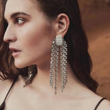 Large Crystal Zircon Pendant Earrings Wedding Jewelry