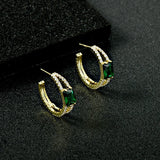 Cubic Zirconia C-Shaped Earrings 925 Silver