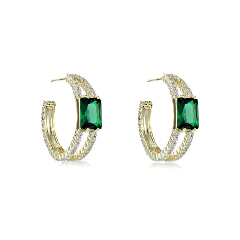Cubic Zirconia C-Shaped Earrings 925 Silver