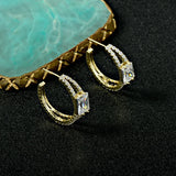 Cubic Zirconia C-Shaped Earrings 925 Silver