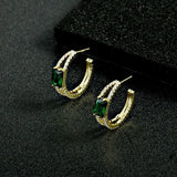 Cubic Zirconia C-Shaped Earrings 925 Silver