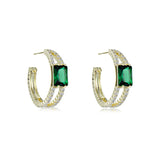 Cubic Zirconia C-Shaped Earrings 925 Silver