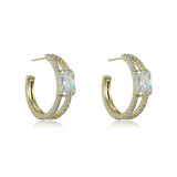 Cubic Zirconia C-Shaped Earrings 925 Silver
