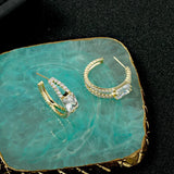 Cubic Zirconia C-Shaped Earrings 925 Silver