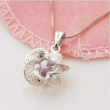 Purple Zircon Flower Pendant Necklace for Couples