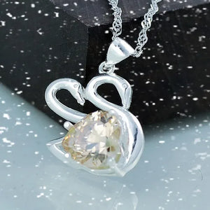 Yellow Zircon Pendant S925 Silver Necklace for Couple
