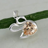 Yellow Zircon Pendant S925 Silver Necklace for Couple