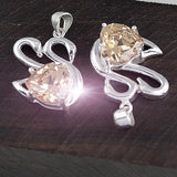 Yellow Zircon Pendant S925 Silver Necklace for Couple