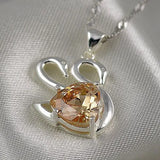 Yellow Zircon Pendant S925 Silver Necklace for Couple