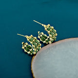 Metal Sense Woven Leather Earrings C-shaped Female