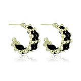 Metal Sense Woven Leather Earrings C-shaped Female