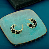 Metal Sense Woven Leather Earrings C-shaped Female