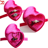 Heart-Shaped Velvet Jewelry Box Display Necklace Ring Box