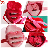 Heart-Shaped Velvet Jewelry Box Display Necklace Ring Box