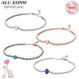 925 Silver Snake Chain Toggle Bracelet for Women