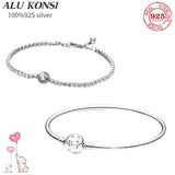 925 Sterling Silver Snake Chain Bangle Charms DIY Jewelry