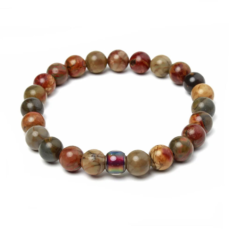 Tiger's Eye Volcanic Stone Pine Mood Bead Bracelet