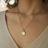 Vintage Stainless Steel Chain Necklace with Embossed Stereoscopic Flowers