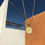Vintage Stainless Steel Chain Necklace with Embossed Stereoscopic Flowers