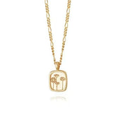 Vintage Stainless Steel Chain Necklace with Embossed Stereoscopic Flowers