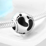 925 Sterling Silver Baby Footprint Heart Beads for Bracelets