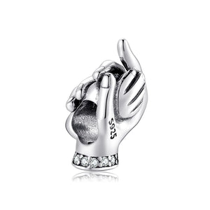 925 Sterling Silver Baby Footprint Heart Beads for Bracelets