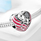 925 Sterling Silver Baby Footprint Heart Beads for Bracelets
