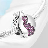 925 Sterling Silver Baby Footprint Heart Beads for Bracelets