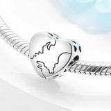 925 Sterling Silver Baby Footprint Heart Beads for Bracelets