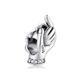 925 Sterling Silver Baby Footprint Heart Beads for Bracelets