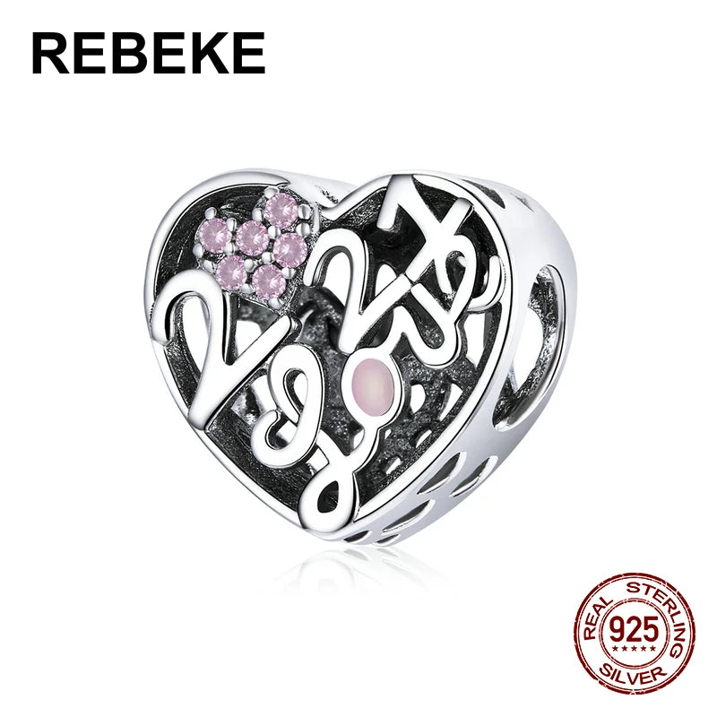 Sterling Silver 925 Heart Beads for Bracelet Making