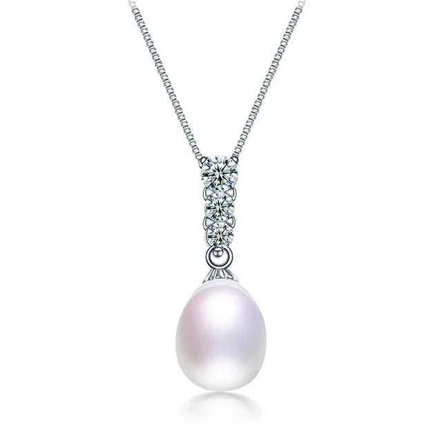 Romantic 925 Sterling Silver Pearl Pendant Necklace for Women