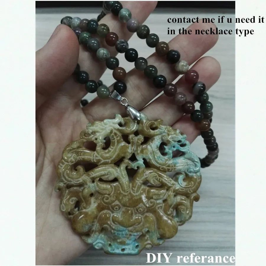 2021 Chinese Vintage Jade Stone Pendant Necklace for Women