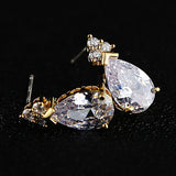 Crystal Round Stud Earrings Vintage Silver Wedding Jewelry