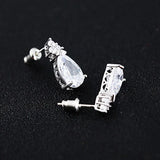 Crystal Round Stud Earrings Vintage Silver Wedding Jewelry